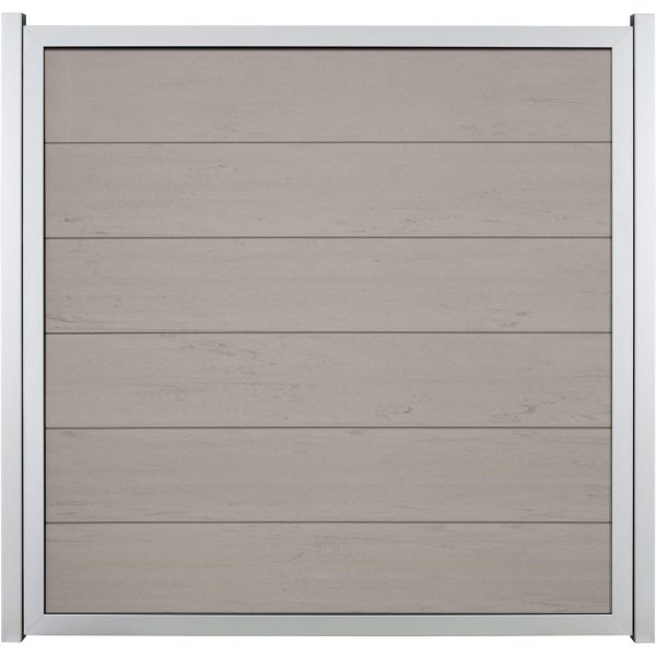 GroJaViento Zaunelement Bi-Color Sand 180 x 180 cm Rahmen: Silber