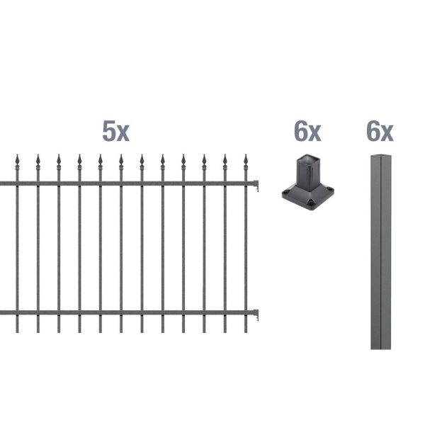 Metallzaun Grund-Set Chaussee Anthrazit z. Aufschrauben 120 cm x 1000 cm