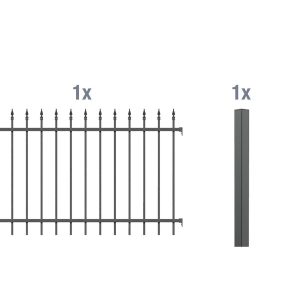 Metallzaun Anbau-Set Chaussee Anthrazit z. Einbetonieren 120 cm x 200 cm