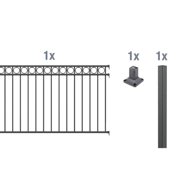 Metallzaun Anbau-Set Circle Anthrazit z. Aufschrauben 100 cm x 200 cm