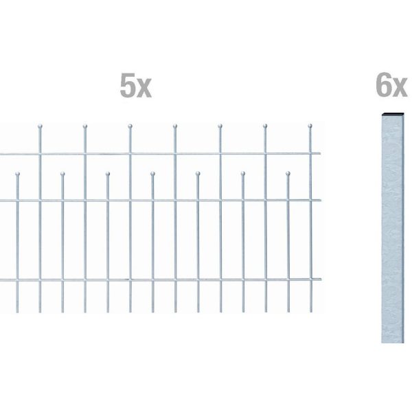 Metallzaun Grund-Set Madrid verzinkt z. Einbetonieren 75 cm x 1000 cm