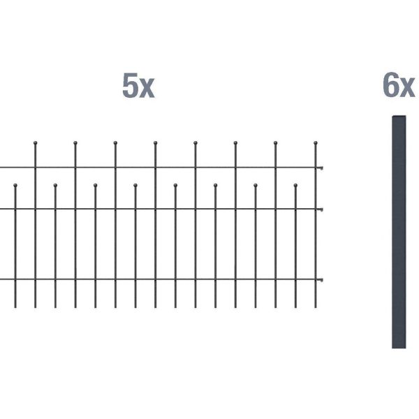Metallzaun Grund-Set Madrid Anthrazit z. Einbetonieren 100 cm x 1000 cm