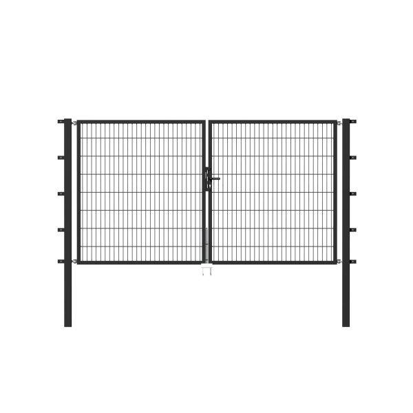 Metallzaun Doppeltor für Doppelstabmatte Anthrazit z. Einbeton. 80 cm x 250 cm