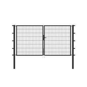 Metallzaun Doppeltor für Doppelstabmatte Anthrazit z. Einbeton. 160 cm x 300 cm