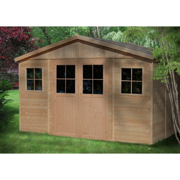 Timbela Gartenhaus/Gerätehaus Holz M331F+M331G 12m² mit Fenstern und Boden