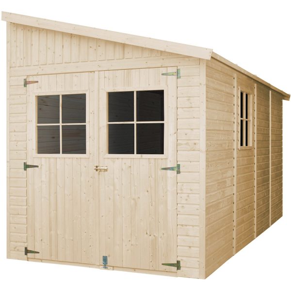 Timbela Anbau-Gartenhaus/Gerätehaus Holz M340A+M340G 8 m² mit Seitenwand und Boden