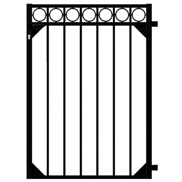 Metallzaun Einzeltor Circle Schwarz 120 cm x 96