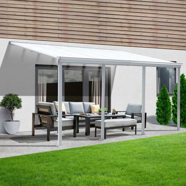 Home Deluxe Terrassenüberdachung Solis Alu 618 x 303 x 226 / 278 cm Weiß