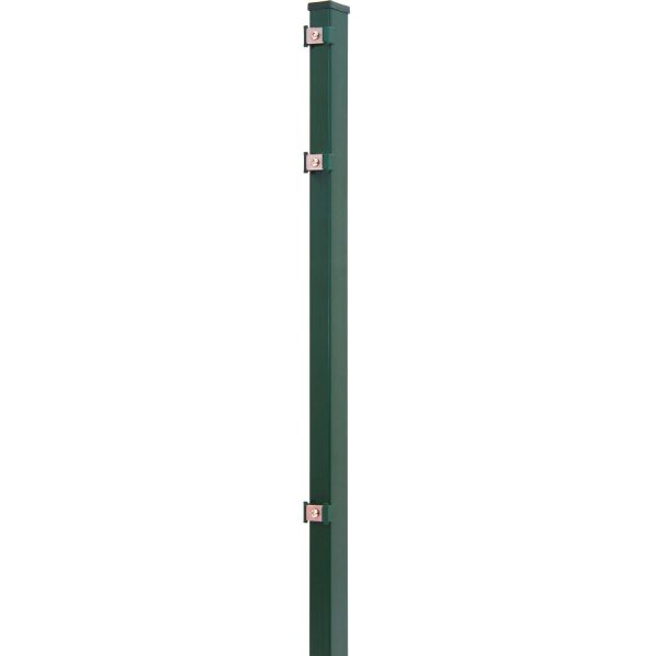Solid Zaunpfosten mit Edelstahlbeschlägen Stahl Grün 170 x 4 x 4 cm
