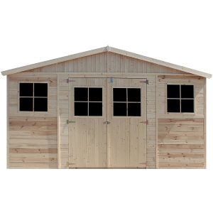 Timbela Gartenhaus/Gerätehaus Holz Abstellraum M332 8 m²  mit Fenstern