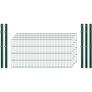 Einsteiger-Zaunset 5/4/5 Doppelstab 4 Matten + 5 Pfosten 250/83 cm Dunkelgrün