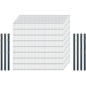 Einsteiger-Zaunset 5/4/5 Doppelstab 6 Matten + 7 Pfosten 250/163 cm Anthrazit