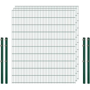 Einsteiger-Zaunset 5/4/5 Doppelstab 3 Matten + 4 Pfosten 250/203 cm Dunkelgrün