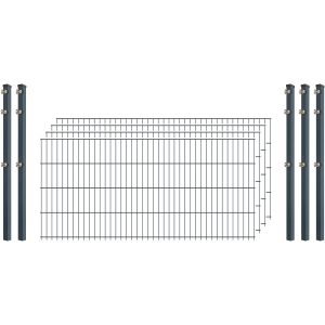 Standard-Zaunset 6/5/6 Doppelstab 4 Matten + 5 Pfosten 250/83 cm Anthrazit