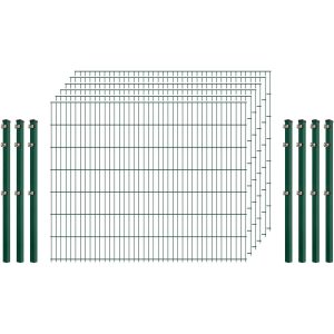 Standard-Zaunset 6/5/6 Doppelstab 6 Matten + 7 Pfosten 250/143 cm Dunkelgrün