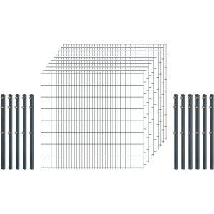 Standard-Zaunset 6/5/6 Doppelstab 10 Matten +11 Pfosten 250/163 cm Anthrazit