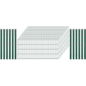 Standard-Zaunset 6/5/6 Doppelstab 11 Matten + 12 Pfosten 200/83 cm Dunkelgrün