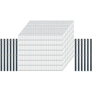 Standard-Zaunset 6/5/6 Doppelstab 11 Matten + 12 Pfosten 200/143 cm Anthrazit