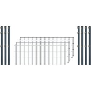 Industrie-Zaunset 8/6/8 Doppelstab 6 Matten + 7 Pfosten 250/63 cm Anthrazit