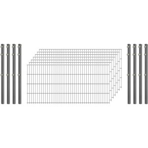 Industrie-Zaunset 8/6/8 Doppelstab 7 Matten + 8 Pfosten 250/83 cm Verzinkt