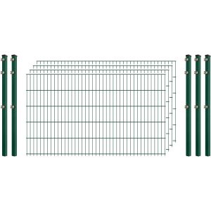 Industrie-Zaunset 8/6/8 Doppelstab 4 Matten + 5 Pfosten 250/103 cm Dunkelgrün