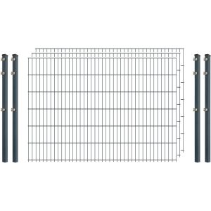 Industrie-Zaunset 8/6/8 Doppelstab 3 Matten + 4 Pfosten 250/123 cm Anthrazit