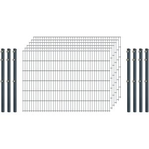 Industrie-Zaunset 8/6/8 Doppelstab 6 Matten + 7 Pfosten 250/123 cm Anthrazit