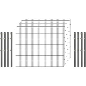 Industrie-Zaunset 8/6/8 Doppelstab 7 Matten + 8 Pfosten 250/143 cm Verzinkt