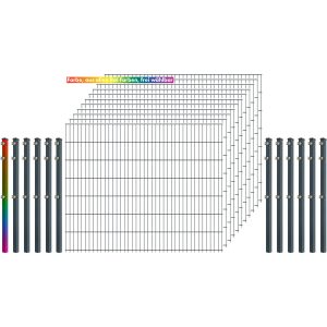 Industrie-Zaunset 8/6/8 Doppelstab 11 Matten+12 Pfosten 250/143 cm Freie Farbw.