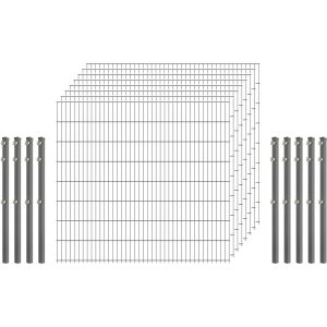 Industrie-Zaunset 8/6/8 Doppelstab 8 Matten + 9 Pfosten 250/163 cm Verzinkt