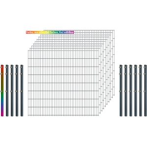 Industrie-Zaunset 8/6/8 Doppelstab 10 Matten+11 Pfosten 250/163 cm Freie Farbw.