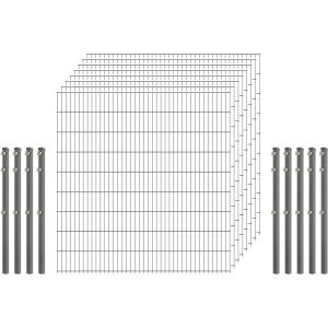 Industrie-Zaunset 8/6/8 Doppelstab 8 Matten + 9 Pfosten 250/183 cm Verzinkt