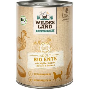 Wildes Land Hunde-Nassfutter Bio Ente mit Süßkartoffeln 6 x 400 g