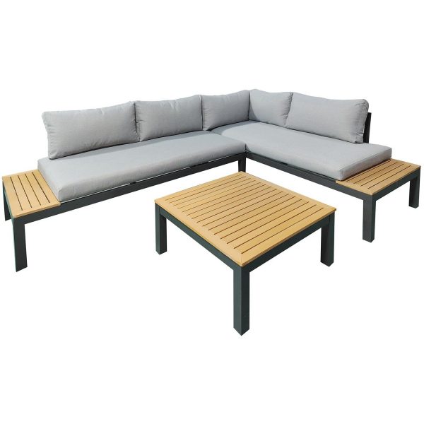 Gartenfreude Aluminium-Lounge Ambience Zwei- u. Dreisitzer Tisch Dunkelgrau