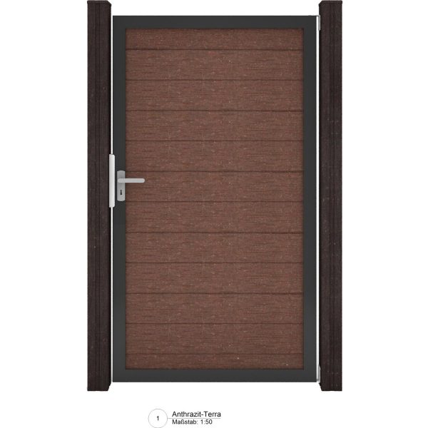 GroJa Solid Steckzaun Tor Universal-DIN Terra mit Anthrazitrahmen 100 x 180 cm