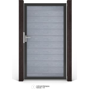 GroJa Solid Steckzaun Tor Universal-DIN Steingrau 100 cm x 180 cm