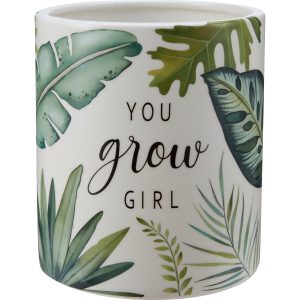 Pflanztopf Keramik Blätter Ø 13 cm Grün You Grow Girl